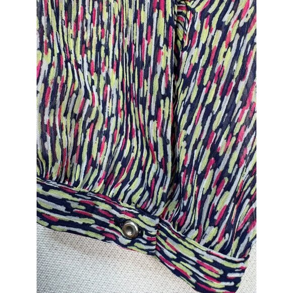 Liz Claiborne Womens Long Sleeve Sheer Blouse XL Colorful Multicolored - Picture 9 of 13